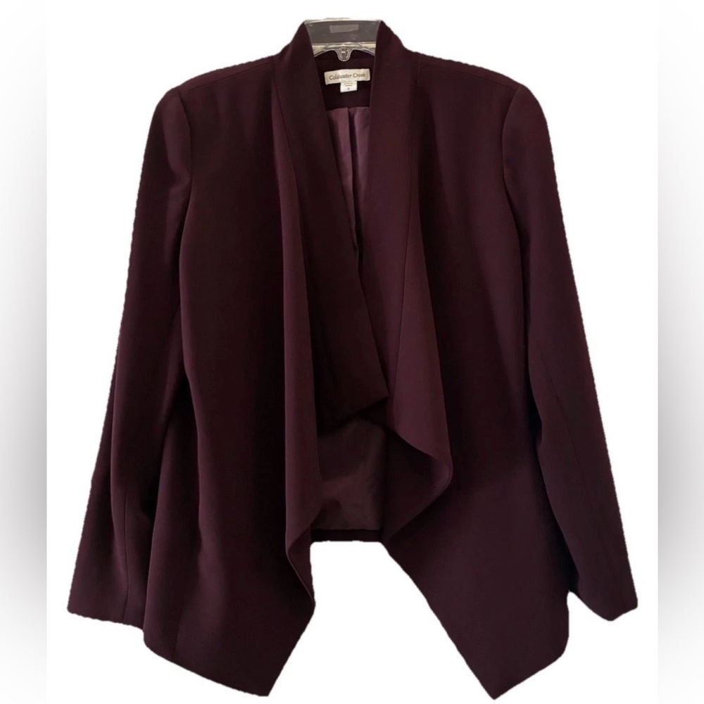 Coldwater Creek Plum Jacket Open Drape Front Size 8